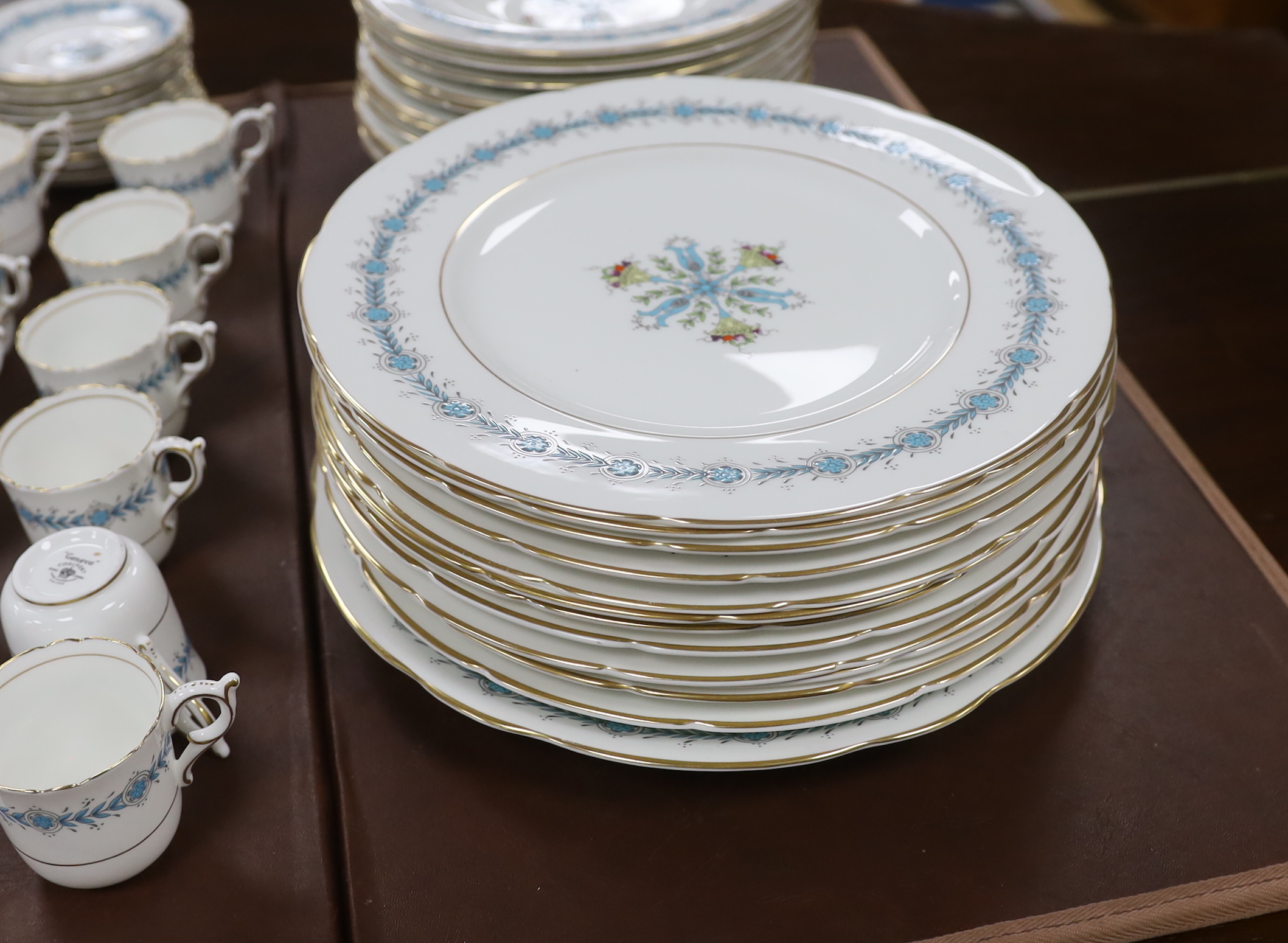 A Coalport Geneva dinner and coffee service including oval platters, bowls and tureen (a.f)